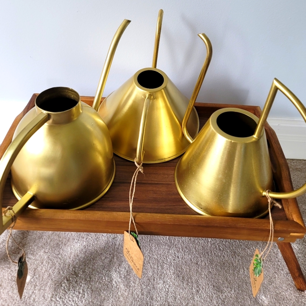 BRAND NEW! Gold Colored Watering Cans